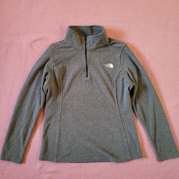 The North Face Gray Women’s  Fleece Sweater Large Warm Layer 1/4 Zip Long Sleeve - Picture 1 of 8